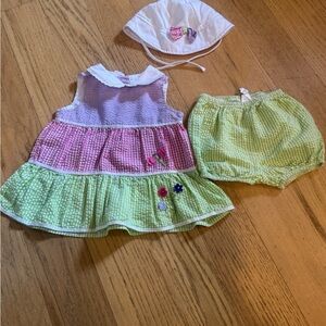 Seersucker Dress With Hat And Bloomers By Little bitty Size 18 Months